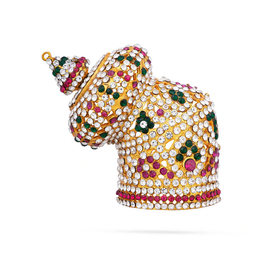 Half Crown - 3 x 2 Inches | Andal Kiridam/ Multicolour Stone Kireedam/ Mukut for Deity - Head & Face Accessories