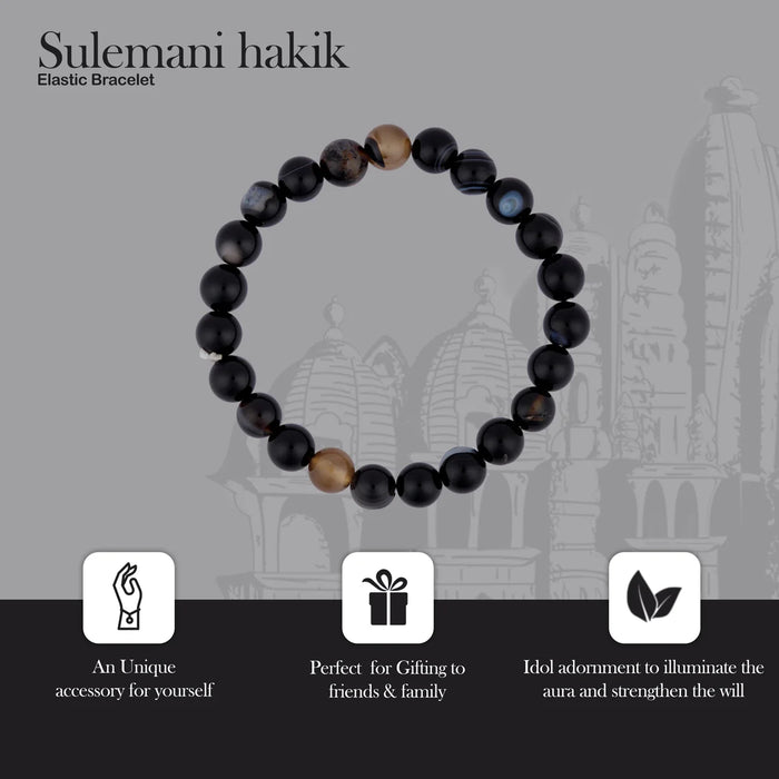 Sulemani hakik Bracelet - 2.5 Inches | Black Hakik Bracelet/ Crystal Bracelet for Men & Women