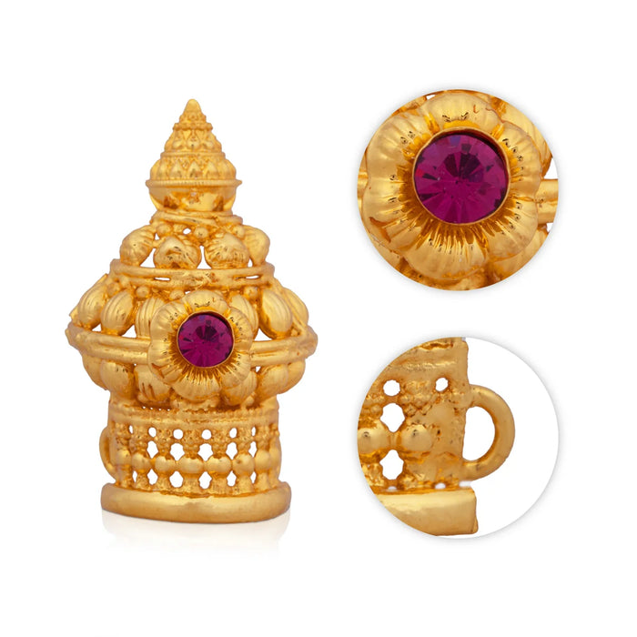 Half Crown – 1.75 x 1.5 Inches | Stone Mukut/ Gold Polish Jewellery/ Kiritam for Deity