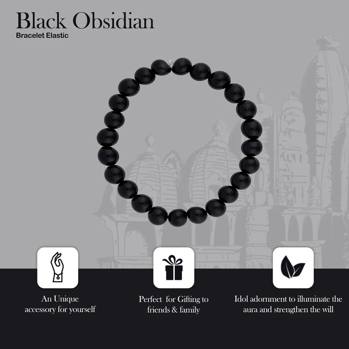 Black Obsidian Bracelet - 2.5 Inches | Crystal Bracelet/ Obsidian Bracelet for Men & Women