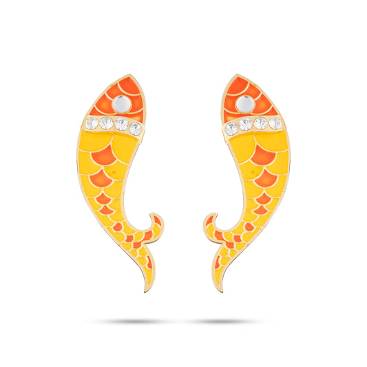 Earring Pair - 3 x 1 Inches | Matsyakar Kundal/ Stud Earring/ Karnapathiram for Deity/ Assorted Colour - Head & Face Accessories