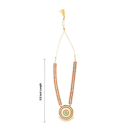Kemp Stone Haram - 11.5 Inches | Kemp Long Necklace/ Multi Colour Stone Jewellery for Dance - Bharatanatyam Jewellery