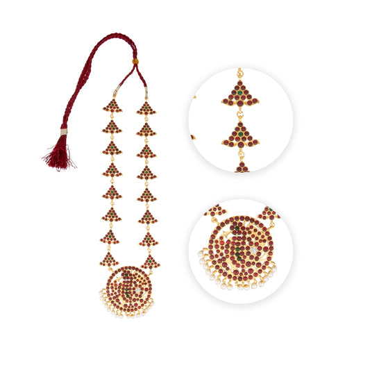 Kemp Stone Haram - 12 Inches | Long Stone Necklace/ Multicolour Stone Jewellery for Dance - Bharatanatyam Jewellery