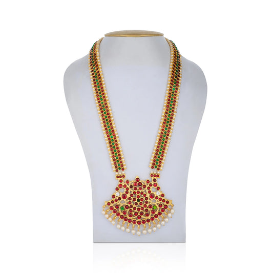 Kemp Haram - 12 Inches | Long Stone Necklace/ Kemp Jewellery for Dance - Bharatanatyam Jewellery