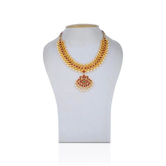 Kemp Stone Necklace - 4.5 Inches | Multicolour Stone Jewellery/ Kemp Jewellery for Dance - Bharatanatyam Jewellery