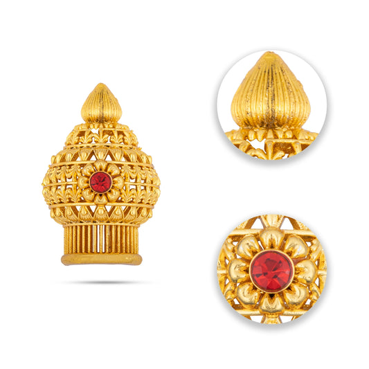Half Vairamudi Crown - 1.75 x 1 Inches | Gold Polish With Single Stone Kireedam/ Mukut/ Kiridam for Deity - Head & Face Accessories