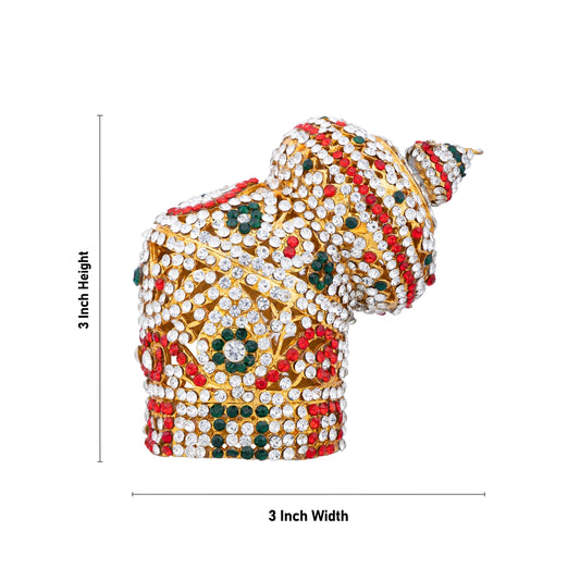 Crown - 3 x 3 Inches | Multicolour Stone Kireedam/ Andal Kiridam for Deity - Head & Face Accessories