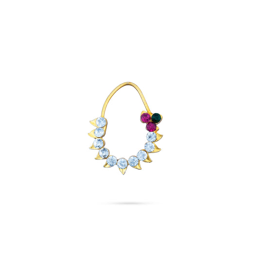 Stone Nose Pin | Nathu Bullaku/ Bullaku Nose Pin/ Multicoloured Stone Jewellery for Deity - Head & Face Accessories