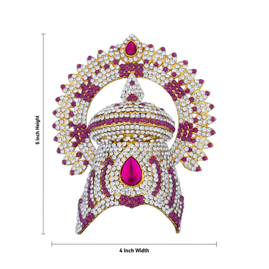 Stone Half Kireedam With Arch - 5 x 4 Inches | Half Kiridam With Arch/ Half Crown/ Stone Mukut for Deity - Head & Face Accessories