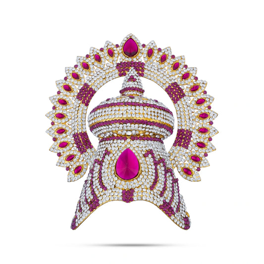 Half Crown With Arch - 6.5 x 5.5 Inches | Stone Kireedam/ Stone Mukut/ Half Kiridam for Deity - Head & Face Accessories