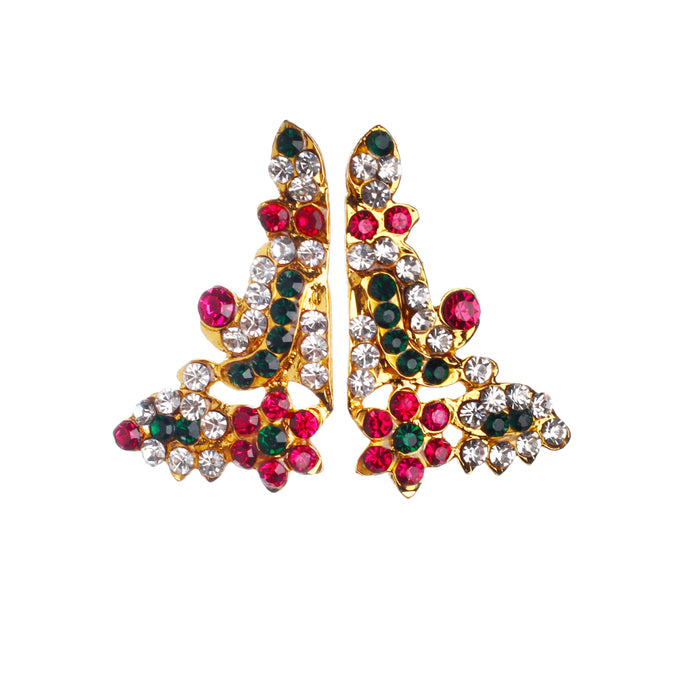 Stone Earring - 1.5 Inches | Stone Ear Studs/ Karnapathiram/ Multicolour Stone Jewellery for Deity