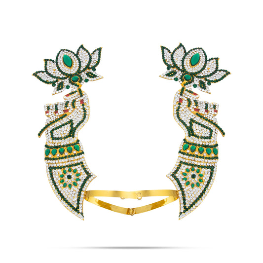 Lakshmi Hands Pair - 8.5 x 3.5 Inches | Lotus Design Multicoloured Stone Hands for Deity Decor - Neck & Body Accessories