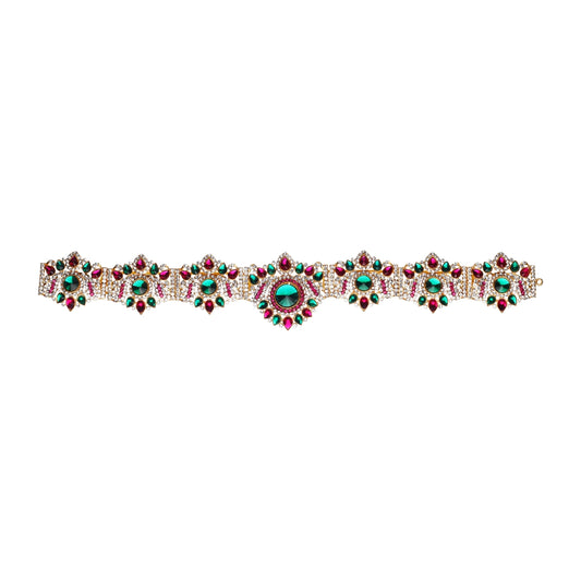 Stone Belt - 2.6 x 16 Inch | Waist Belt/ Hip Belt/ God Ornament/ Multicolour Stone Jewellery for Deity - Waist & Leg Accessories