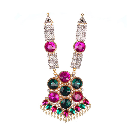 Stone Necklace - 10.5 x 5 Inches | Necklace/ Multicolour Stone Jewelry/ Jewellery for Deity - Neck & Body Accessories