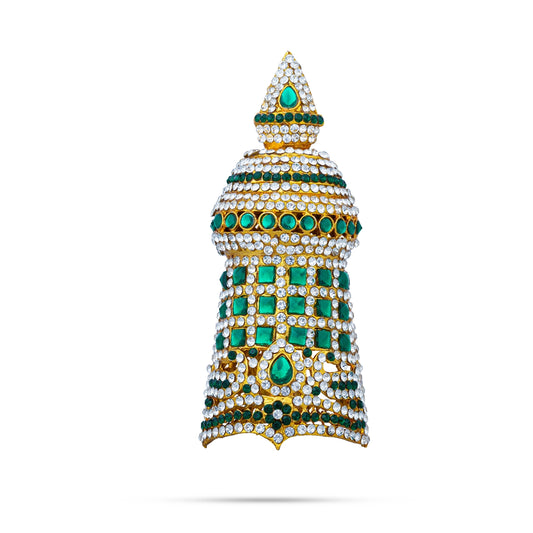 Full Stone Crown - 4.5 X 2 Inches | Stone Kireedam/ Stone Kiridam/ Mukut For Deity Decor - Head & Face Accessories