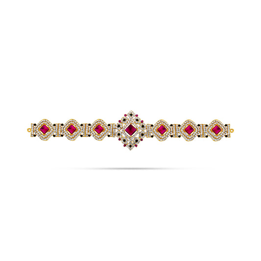 Hip Belt - 2 x 10 Inches | Waist Belt/ Varalakshmi Decor/ Multicolour Stone Belt For Deity Decor - Waist & Leg Accessories