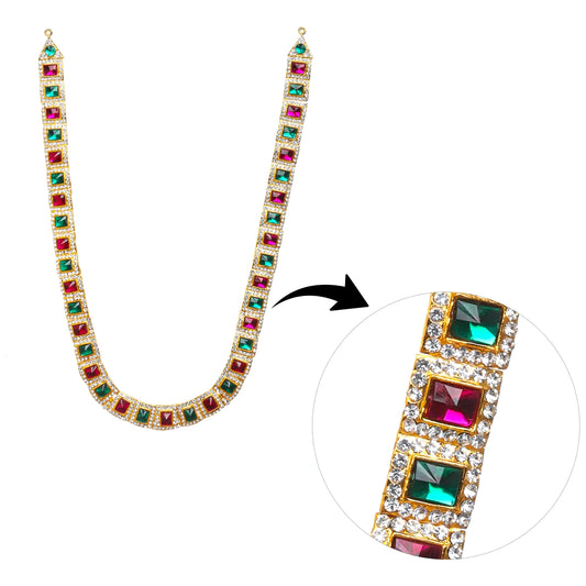 Stone Haram - 13 x 6 Inches | Haram/ Multicolour Stone Jewelry/ Stone Jewellery for Deity - Neck & Body Accessories