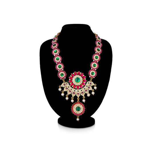 Stone Haram - 12 Inches | Multicolour Stone Jewellery/ Artificial Jewelry For Deity Decor - Neck & Body Accessories