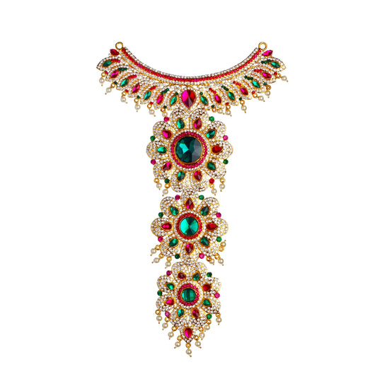 Stone Necklace - 12 Inches | Multicolour Stone Jewelry/ Jewellery for Deity - Neck & Body Accessories