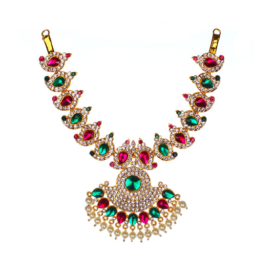 Stone Necklace - 6 x 3 Inches Mango | Necklace/ Multicolour Stone Jewelry/ Jewellery for Deity - Neck & Body Accessories