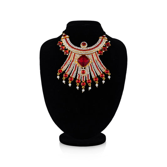 Stone Necklace - 6 x 3 Inches | Necklace/ Multicolour Stone Jewelry/ Jewellery for Deity - Neck & Body Accessories