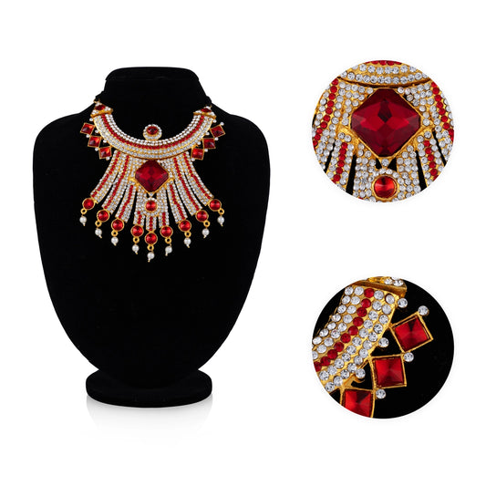 Stone Necklace - 6 x 3 Inches | Necklace/ Multicolour Stone Jewelry/ Jewellery for Deity - Neck & Body Accessories