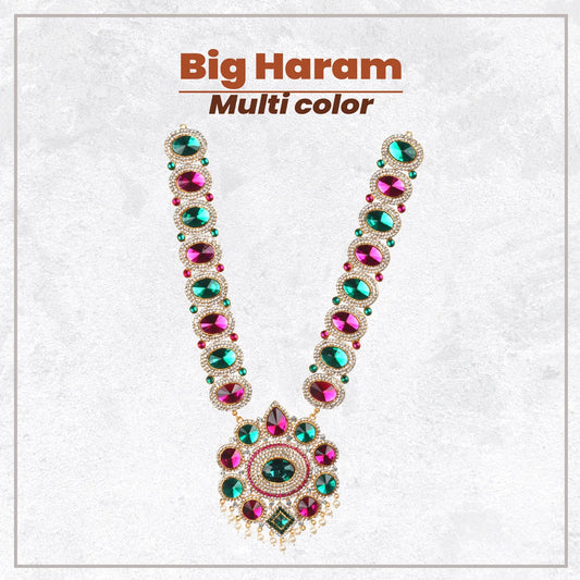 Stone Haram - 15 x 4 Inches | Haram/ Multicolour Stone Jewelry/ Stone Jewellery for Deity - Neck & Body Accessories