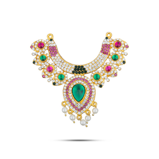 Stone Necklace - 3.5 x 2.5 Inches | Multicolour Stone Jewelry/ Multicolour Jewellery for Deity - Neck & Body Accessories