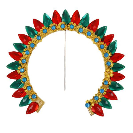 Artificial Flower Arch - 7.5 Inches | Stone Arch/ Moti Arch/ Jewellery for Deity/ Assorted Colour and Design - Head & Face Accessories