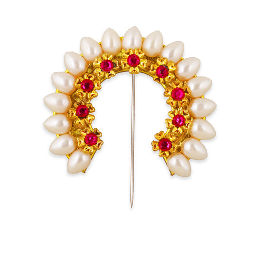 Hair Arch - 4.5 Inches | Artificial Flower Arch/ Artificial Moti Bead Arch for Deity - Head & Face Accessories