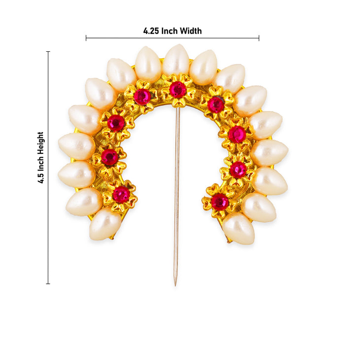Hair Arch - 4.5 Inches | Artificial Flower Arch/ Artificial Moti Bead Arch for Deity