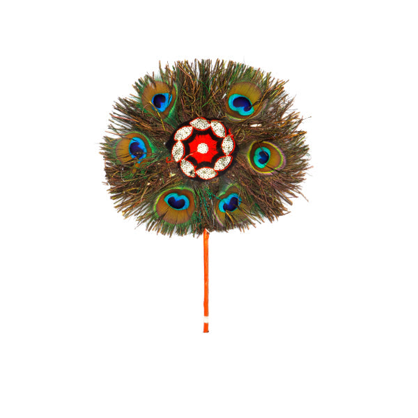 Visiri - 11 Inches | Hand Fan/ Peacock Design Alavattam for Deity