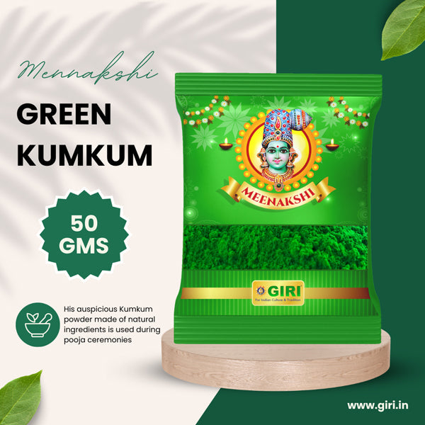 Giri Kumkum - 50 Gms | Kubera Kumkum/ Kuber Pacha Kumkuma/ Green Colour/ Sindoor for Pooja