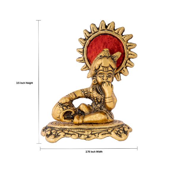 Butter Krishna - 3.5 Inches | Krishna Statue/ Aluminium Krishna Idol for Pooja/ 75 Gms Approx