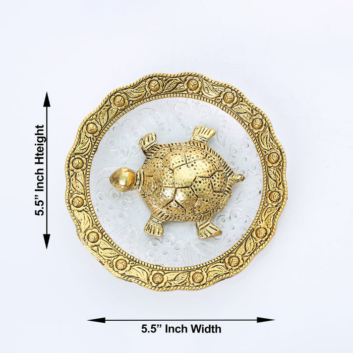 Fengshui Turtle - 5.5 Inches | Tortoise Statue/ Aluminium Turtle Plate for Home