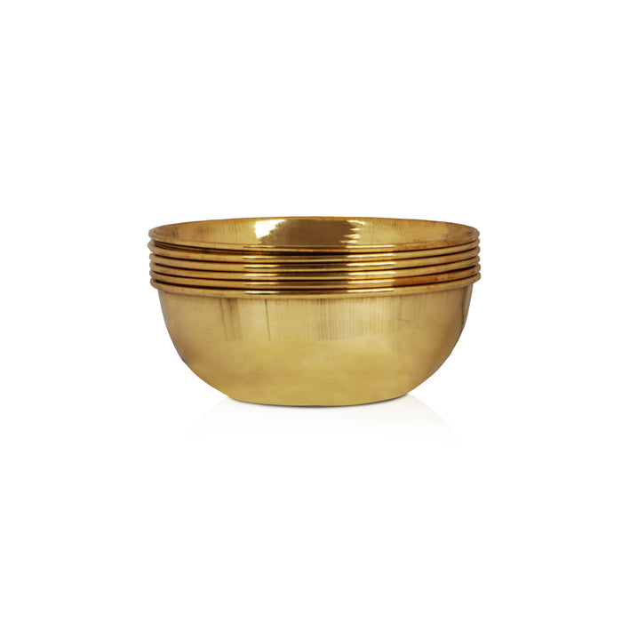 Brass Cup - 1 x 3 Inches | 6 Pcs/ Pooja Cup/ Bowl/ Brass Kinnam for Home/ 135 Gms Approx