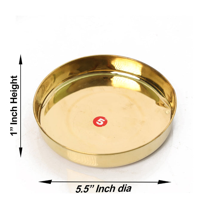 Brass Plate - 5.5 Inches | Thali Plate/ Pooja Plate for Home/ 80 Gms Approx