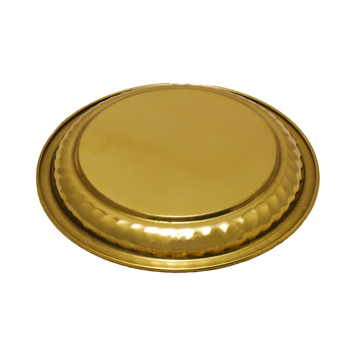 Brass Plate - 9 Inches | Ring Design Pooja Thali/ Decorative Pooja Thali for Home/ 160 Gms Approx