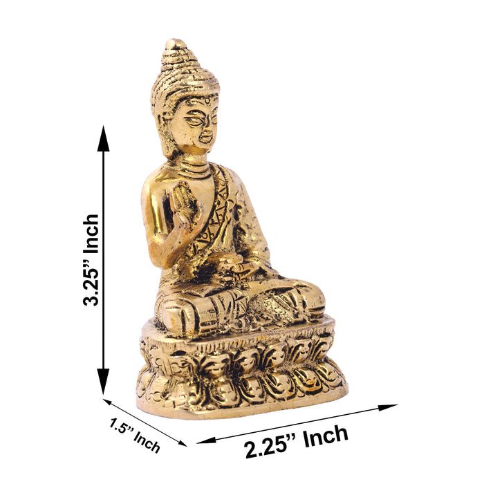 Buddha Statue - 3.25 Inches | Antique Brass Statue/ Buddha Idol for Pooja/ 240 Gms Approx