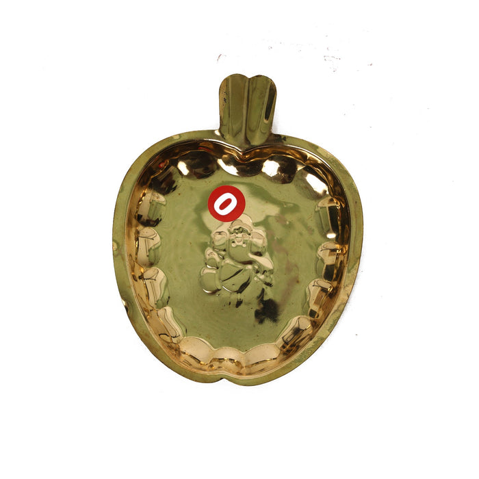 Brass Plate - 2.5 x 2 Inches | Thali Plate/ Apple Design Plate/ Pooja Plate for Home/ 20 Gms Approx