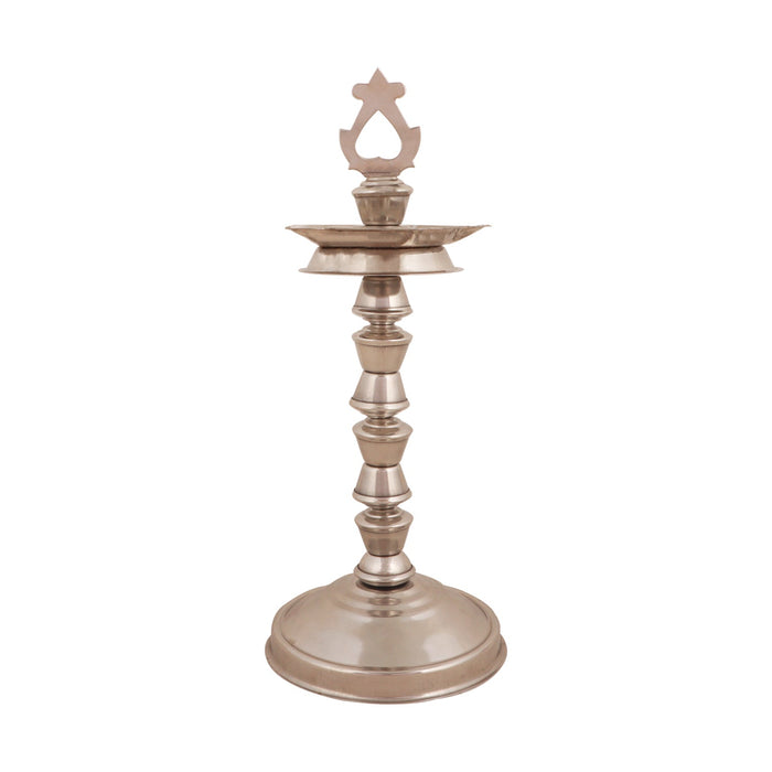 Kuthu Vilakku - 13 Inches | Stainless Steel Vilakku/ Pirai Design Lamp for Pooja/ 325 Gms Approx