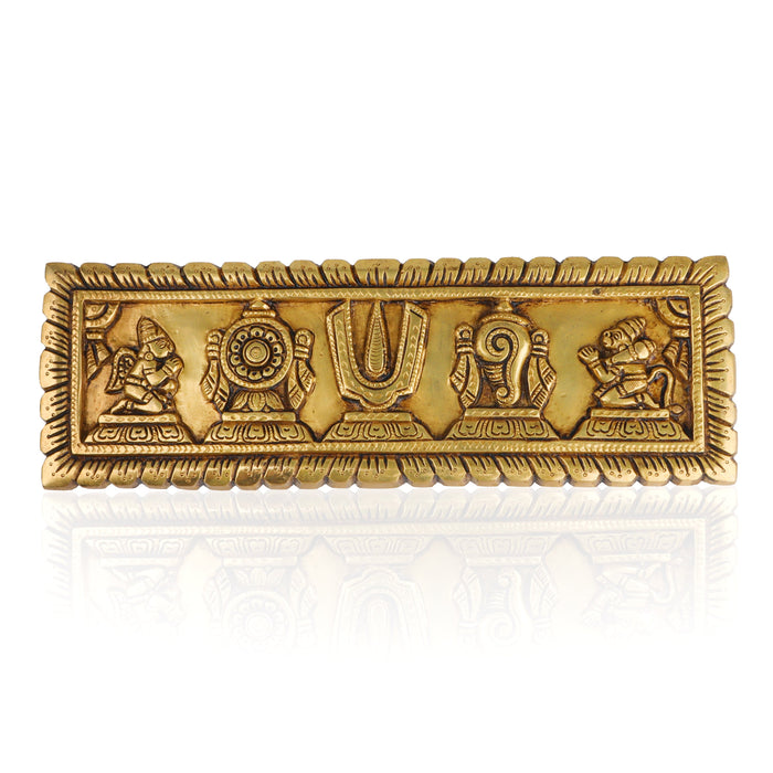 Shank Chakra Namam Wall Hanging - 4 x 12 Inches | Brass Wall Hanger for Home/ 1.960 Kgs Approx