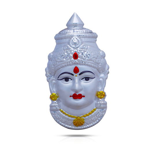 Ammavari Face - 7 Inches | Silver Idol/ Varalakshmi Amman Face for Deity/ 120 Gms Approx - Head & Face Accessories