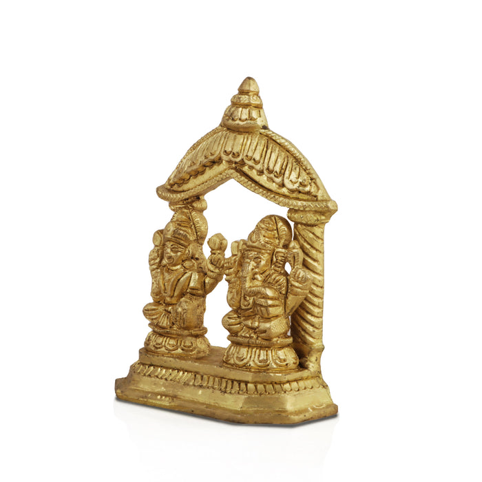 Lakshmi Ganesh Murti - 4.25 Inches | Antique Brass Statue/Lakshmi Ganesh Murti/ 520 Gms Approx