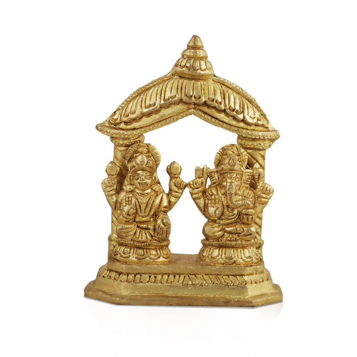 Lakshmi Ganesh Murti - 4.25 Inches | Antique Brass Statue/Lakshmi Ganesh Murti/ 520 Gms Approx