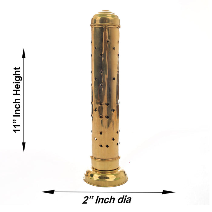 Agarbathi Stand - 11 Inches | Jali Design Agarbatti Holder/ Brass Incense Holder for Pooja/ 125 Gms Approx