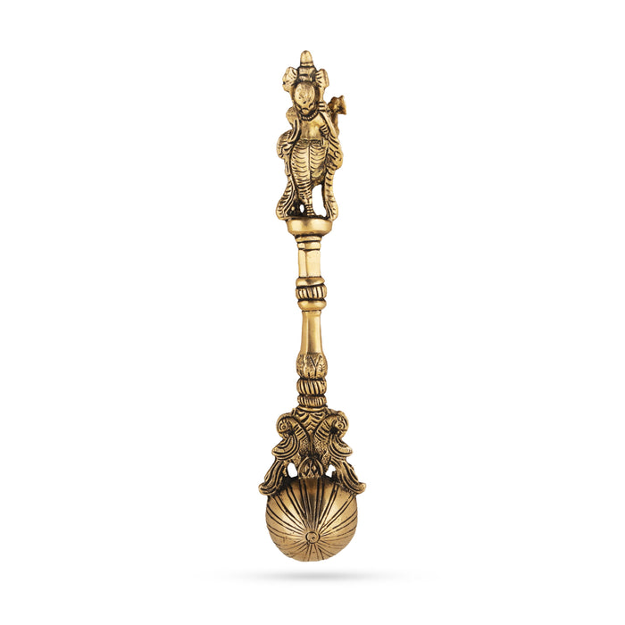 Achmani Spoon - 1 x 9 Inches | Brass Puja Spoon/ Uddharani for Pooja/ 460 Gms Approx