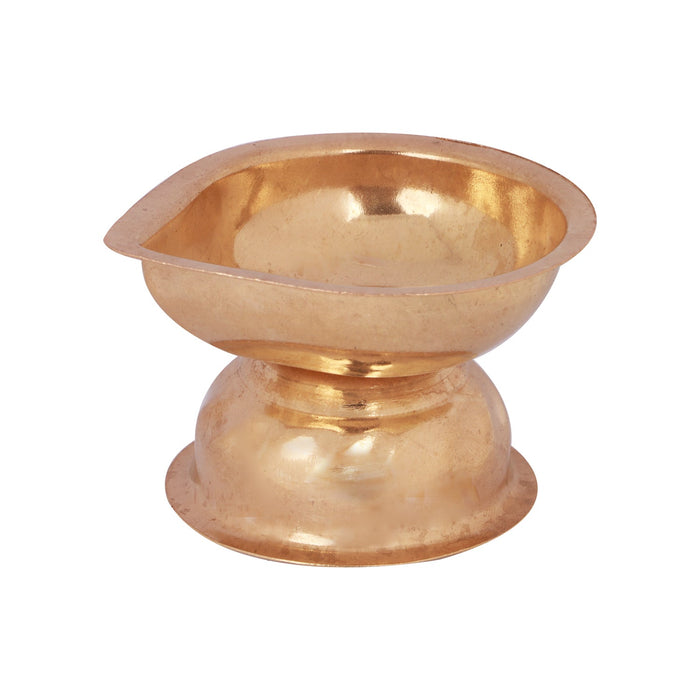 Brass Diya - 1.5 x 2.5 Inches | Agal Vilakku/ Brass One Mukh Lamp/ Brass Deepam for Pooja/ 20 Gms Approx