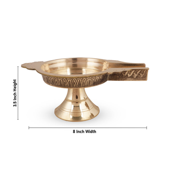 Brass Abhisheka Plate Vaarp - 3.5 x 8 Inches | Abhishekam Plate/ Thirumanjana Tray for Pooja/ 720 Gms Approx