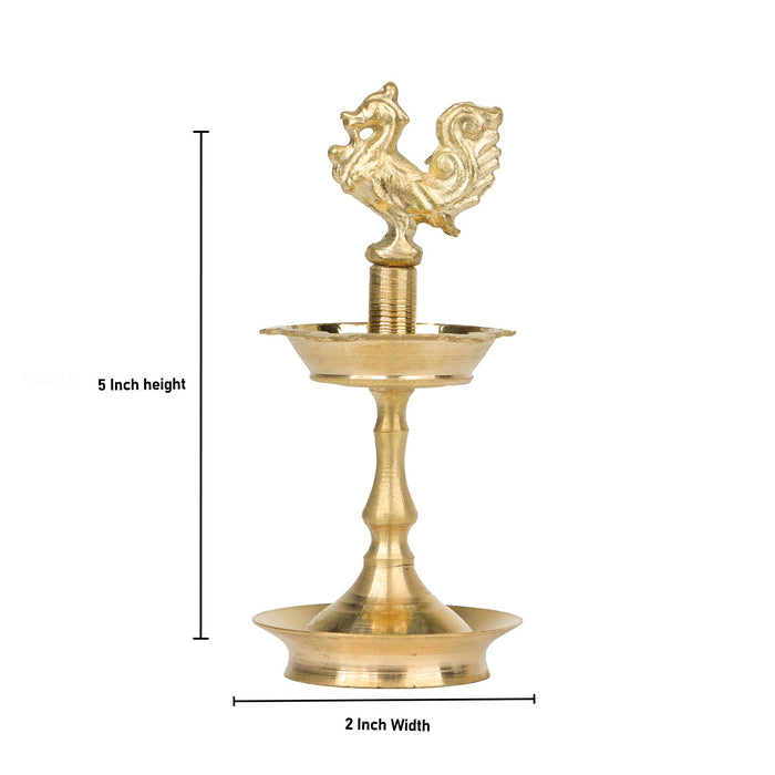 Brass Karaikudi Lamp - 5 Inches | Annam Design Vilakku for Pooja/ Deep/ 100 Gms Approx